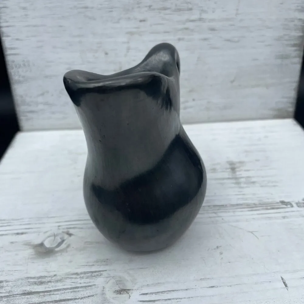 Vintage Signed David G. Black Pottery Pitcher Folk Art Studio Ceramic Earthenwar